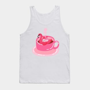 Funny Coffee and Tea Hot Tub Flamingo Tank Top